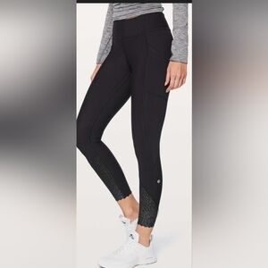 lululemon athletica Black Leggings with Silver Accents